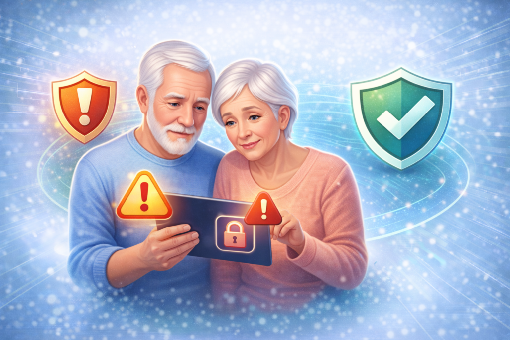Best Identity Theft Protection Services for 2026: Digital security concerns with elderly couple