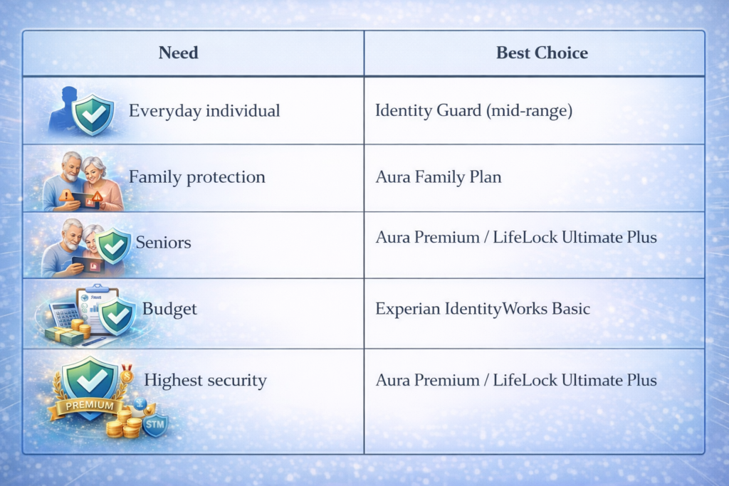 Best Identity Theft Protection Services for 2026: Identity protection service comparison infographic
