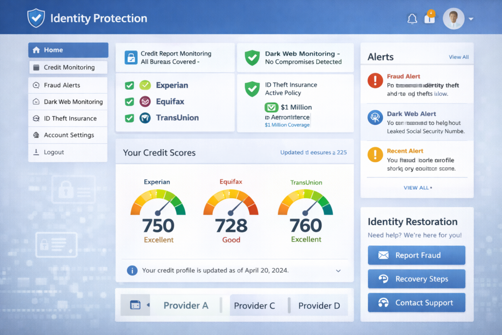 Best Identity Theft Protection Services for 2026: Identity protection dashboard interface
