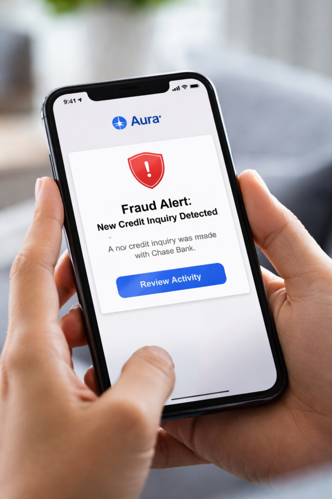 Is Aura Worth It?: Fraud alert on smartphone screen