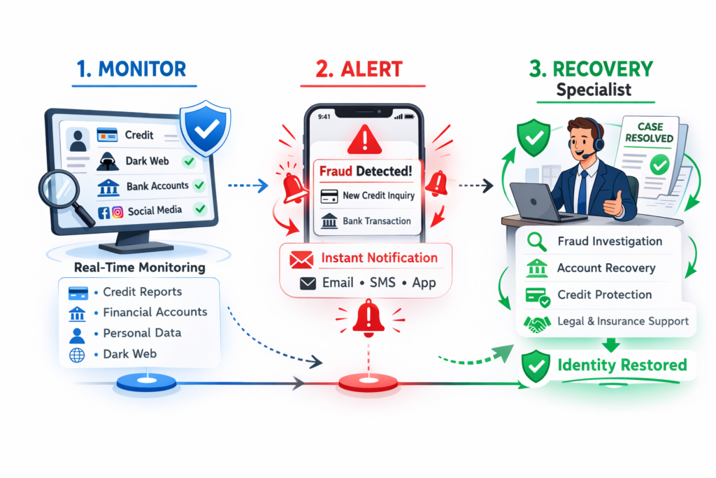 Is Aura Worth It?: Identity protection process infographic