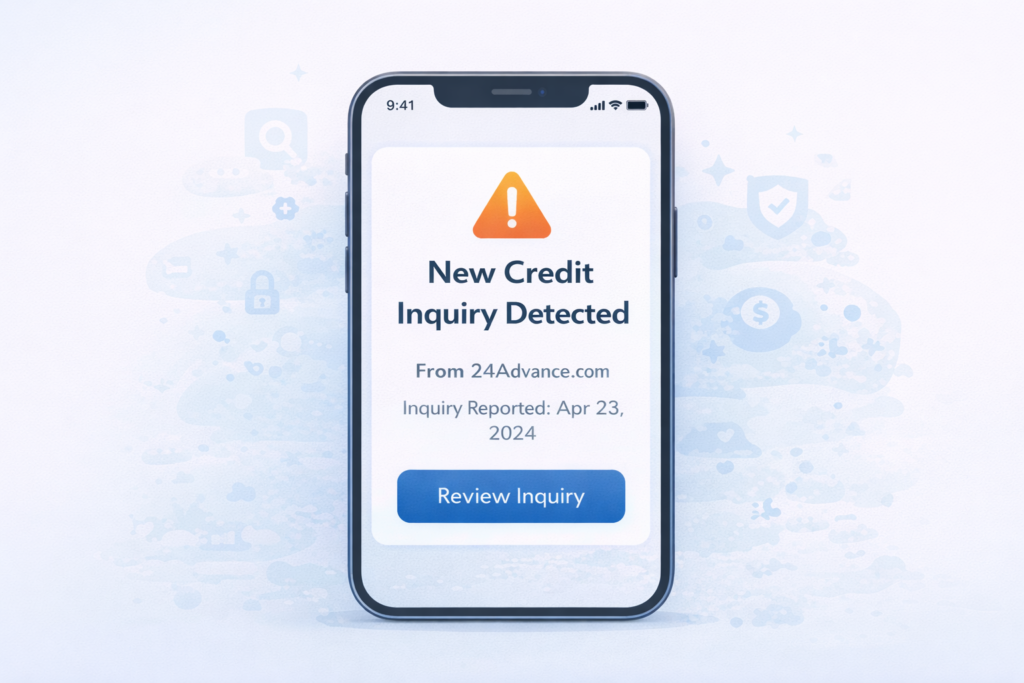 Is Aura Worth It?: Credit inquiry alert on smartphone screen