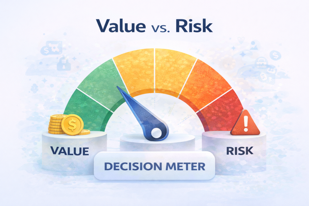 Is Aura Worth It?: Value vs. risk meter visualization