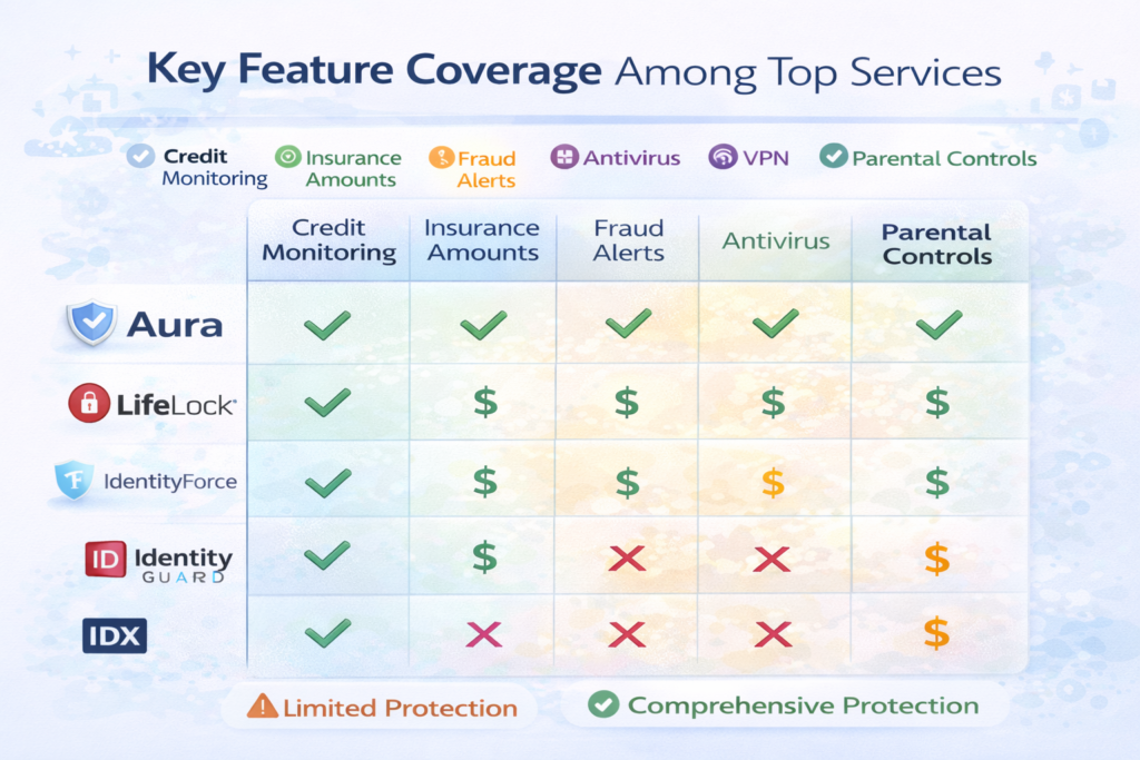 Is Aura Worth It?: Key feature coverage comparison chart