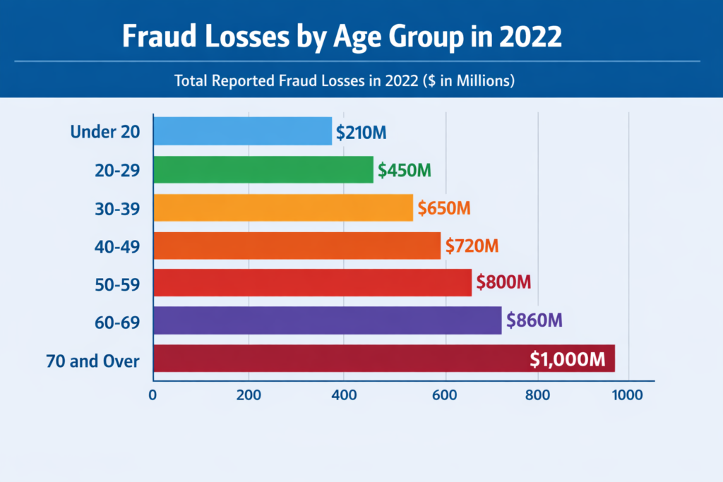 Best Identity Theft Protection for Seniors: Fraud losses by age group in 2022
