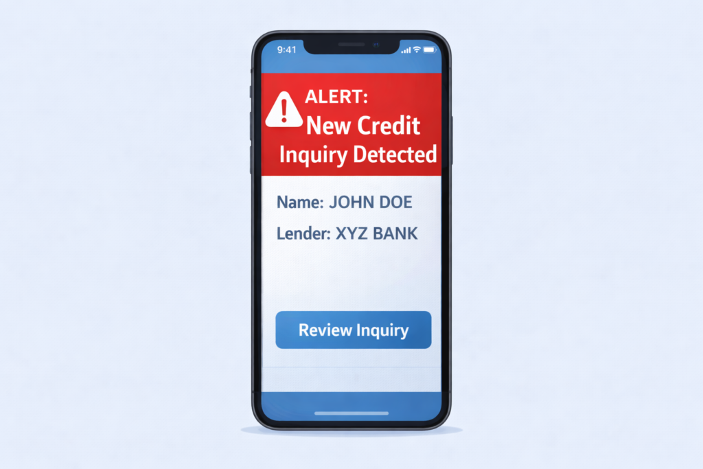 Best Identity Theft Protection for Seniors: Credit inquiry alert on smartphone