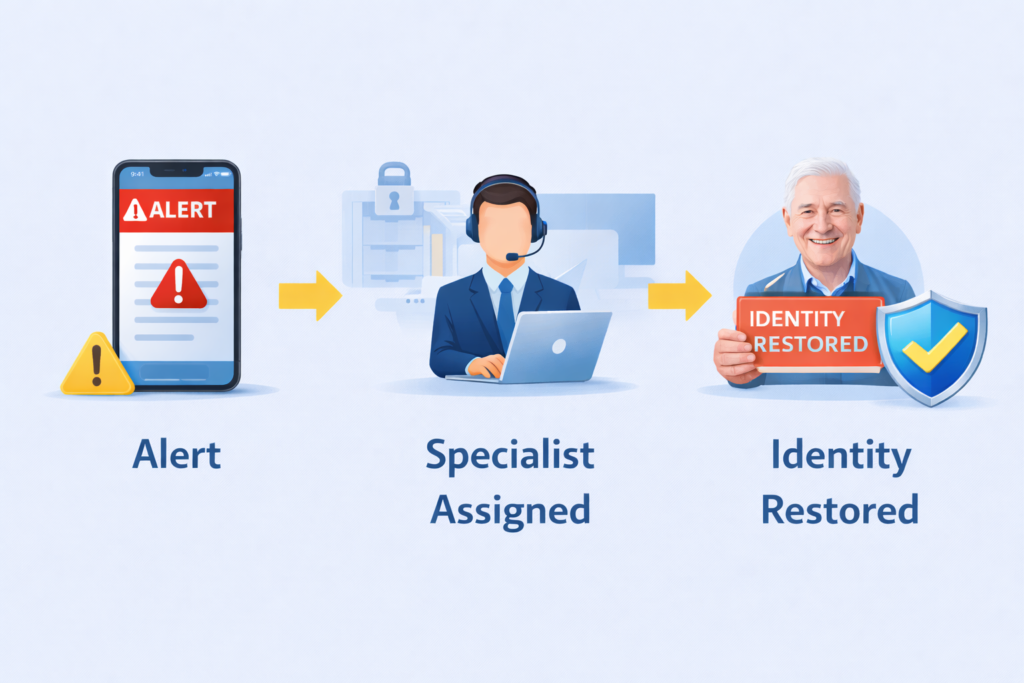 Best Identity Theft Protection for Seniors: Identity restoration process flowchart
