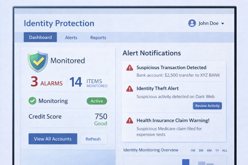Best Identity Theft Protection for Seniors: Identity protection dashboard overview