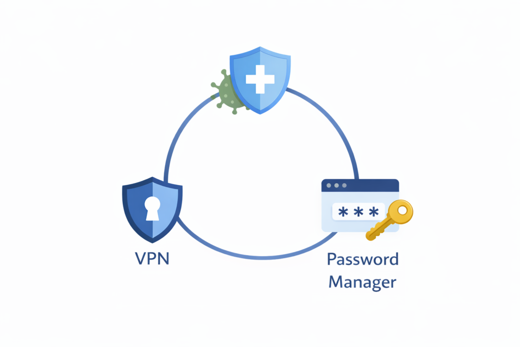 Best Identity Theft Protection for Seniors: Digital security icons in interconnected loop