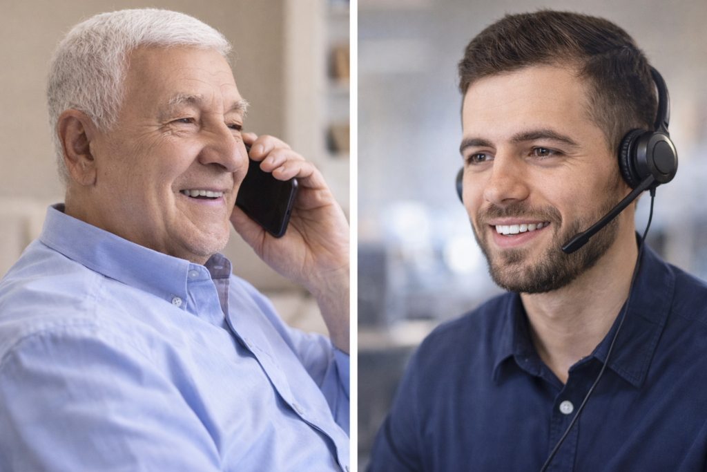 Best Identity Theft Protection for Seniors: Senior talking to customer support