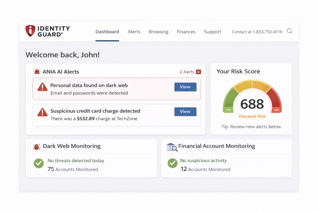 Best Identity Theft Protection for Seniors: Identity Guard dashboard overview