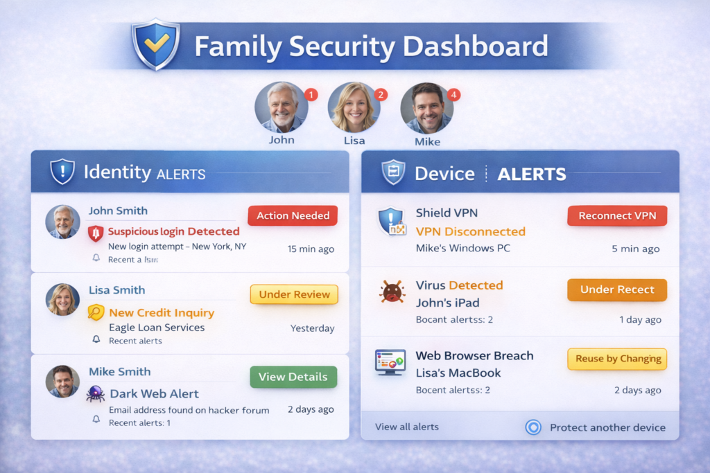 Best Identity Theft Protection for Seniors: Family security dashboard overview