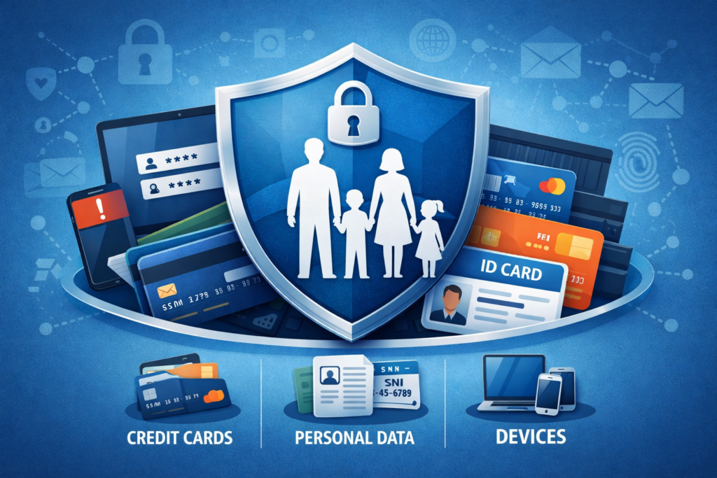 Best Identity Theft Protection for Families (2026 Guide): Family identity protection infographic