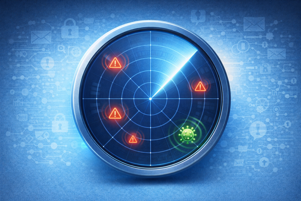 Best Identity Theft Protection for Families (2026 Guide): Threat detection on radar screen