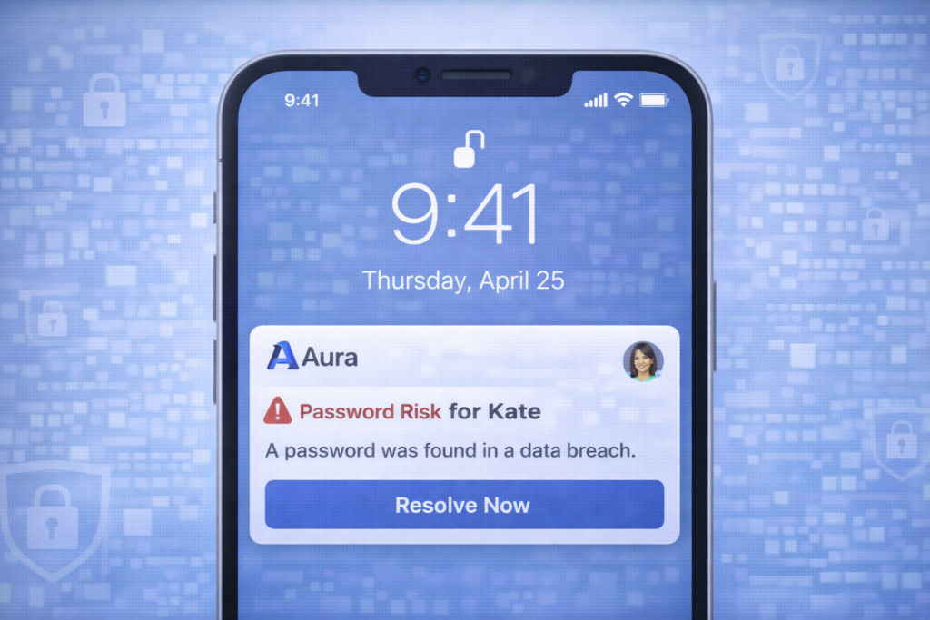 Best Identity Theft Protection Services for 2026: Aura app alert on smartphone screen