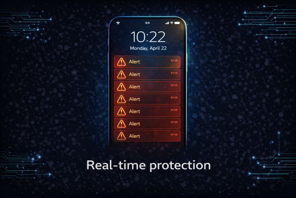 Best Identity Theft Protection for Families (2026 Guide): Red alerts on locked smartphone screen