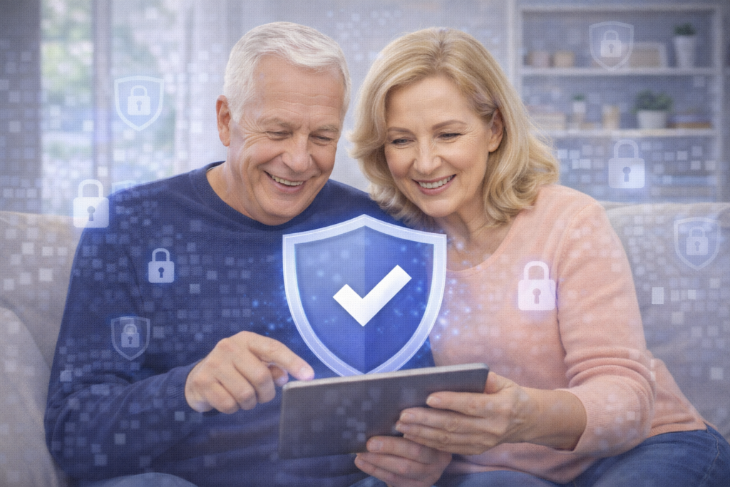 Best Identity Theft Protection Services for 2026: senior couple exploring digital security together
