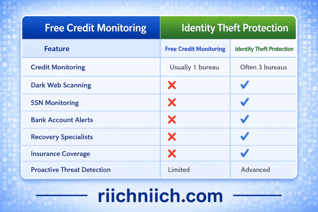 Best Identity Theft Protection Services for 2026: Credit monitoring vs identity theft protection