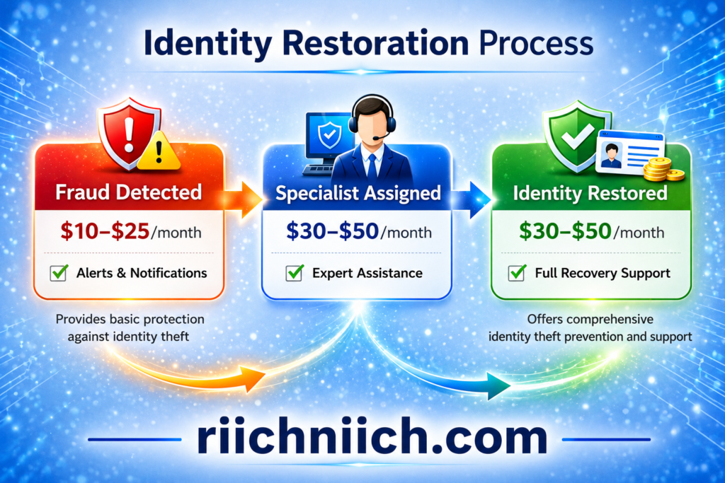 Best Identity Theft Protection Services for 2026: Identity restoration process infographic