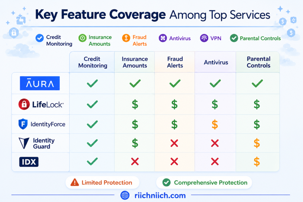 Is Aura Worth It?: Identity protection service comparison chart