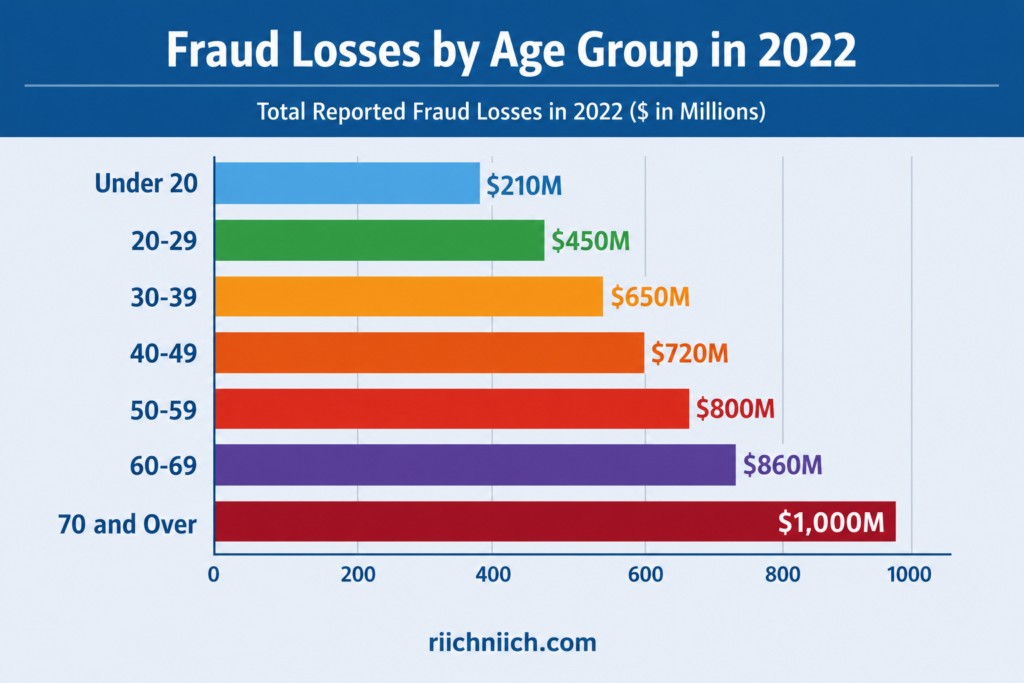 Best Identity Theft Protection for Seniors: Fraud losses by age group (2022)