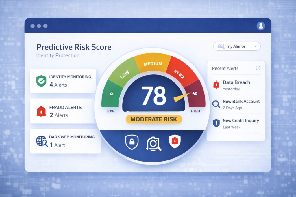 Best Identity Theft Protection Services for 2026: Predictive identity risk score dashboard