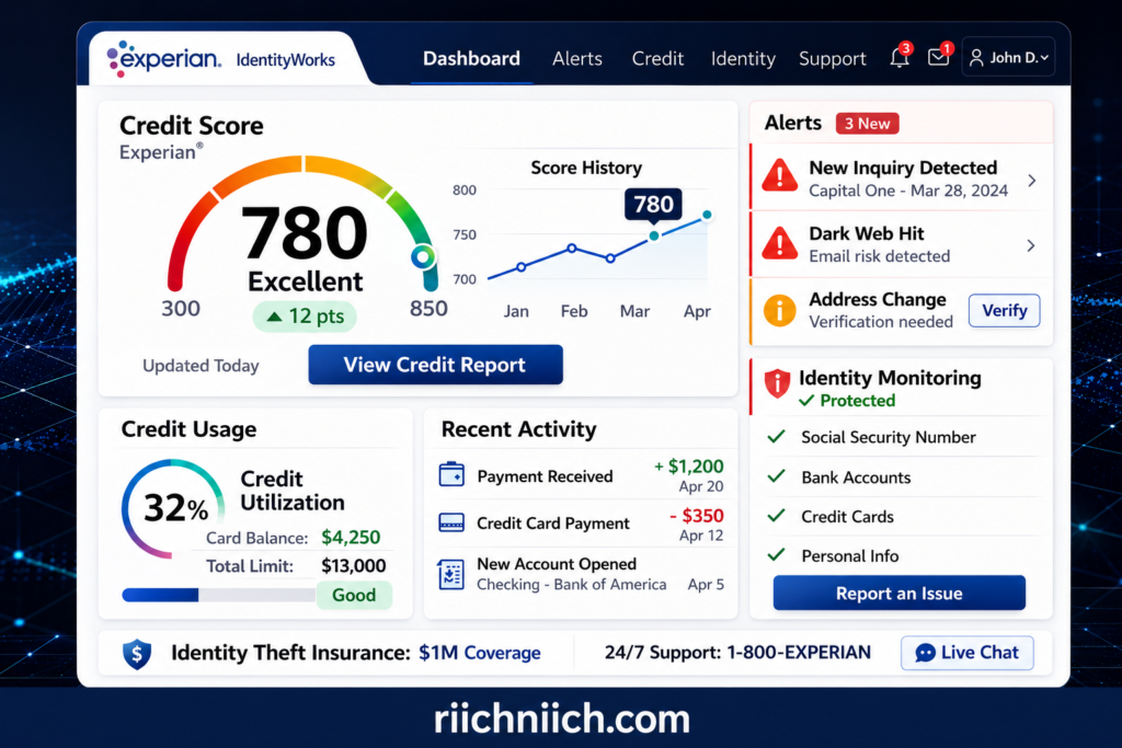 Best Identity Theft Protection for Seniors: Modern financial dashboard interface design