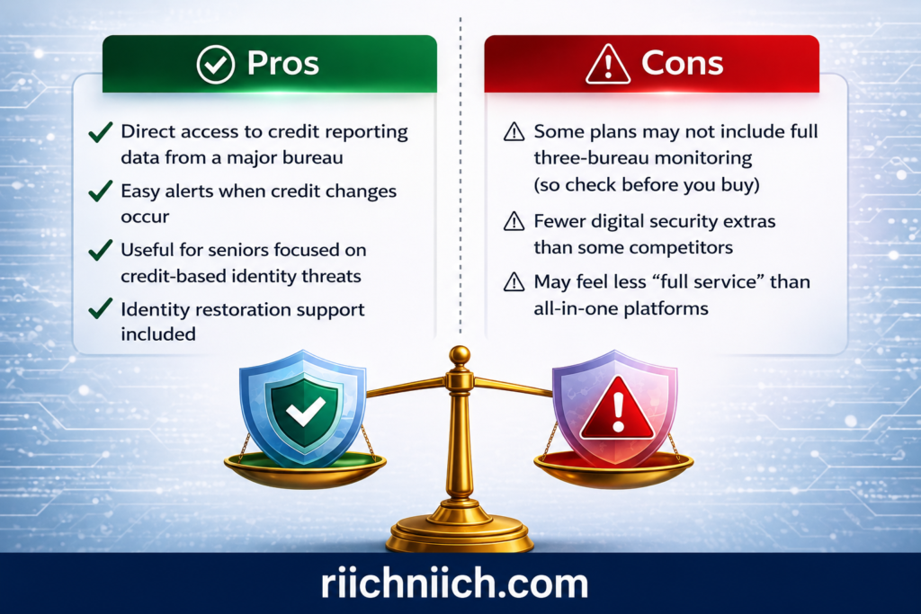 Best Identity Theft Protection for Seniors: Credit comparison chart with balance scale