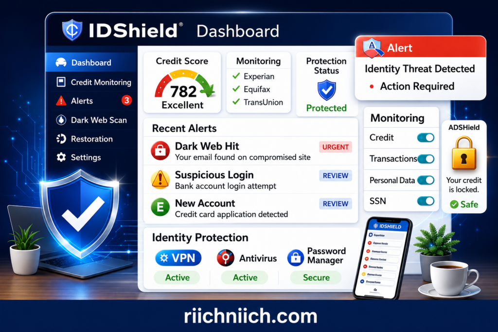 Best Identity Theft Protection for Seniors: Cybersecurity dashboard with identity protection features
