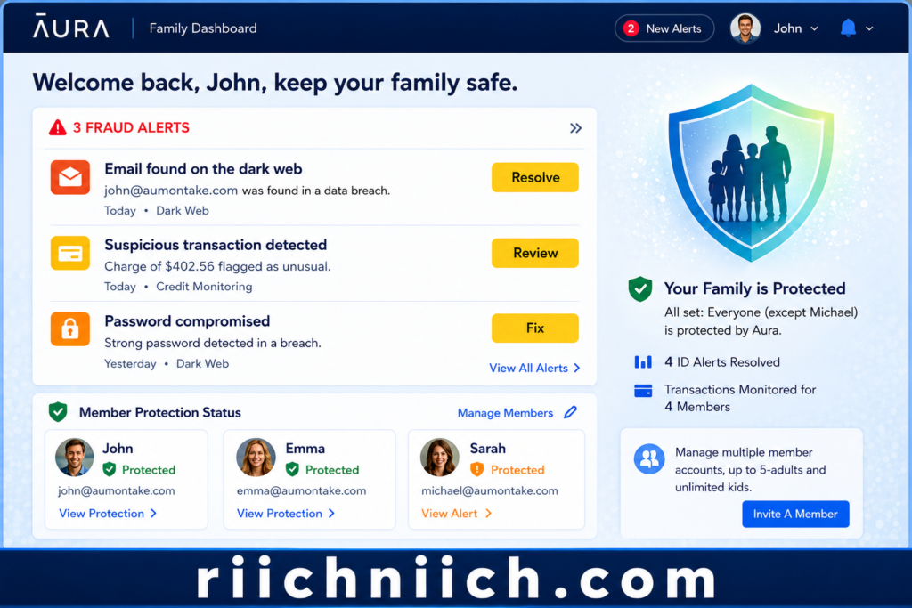 Best Identity Theft Protection for Families: Family protection dashboard overview