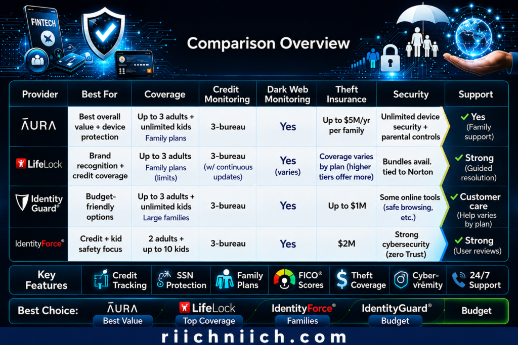 Best Identity Theft Protection for Families: Digital fintech security comparison overview