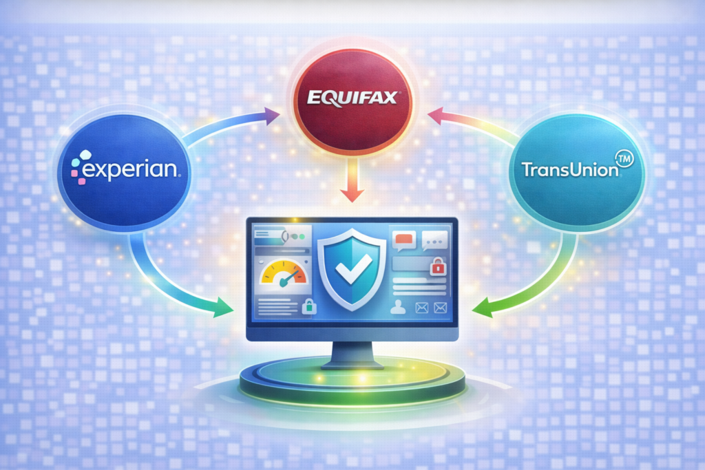 Best Identity Theft Protection Services for 2026: Credit bureaus connected to monitoring dashboard