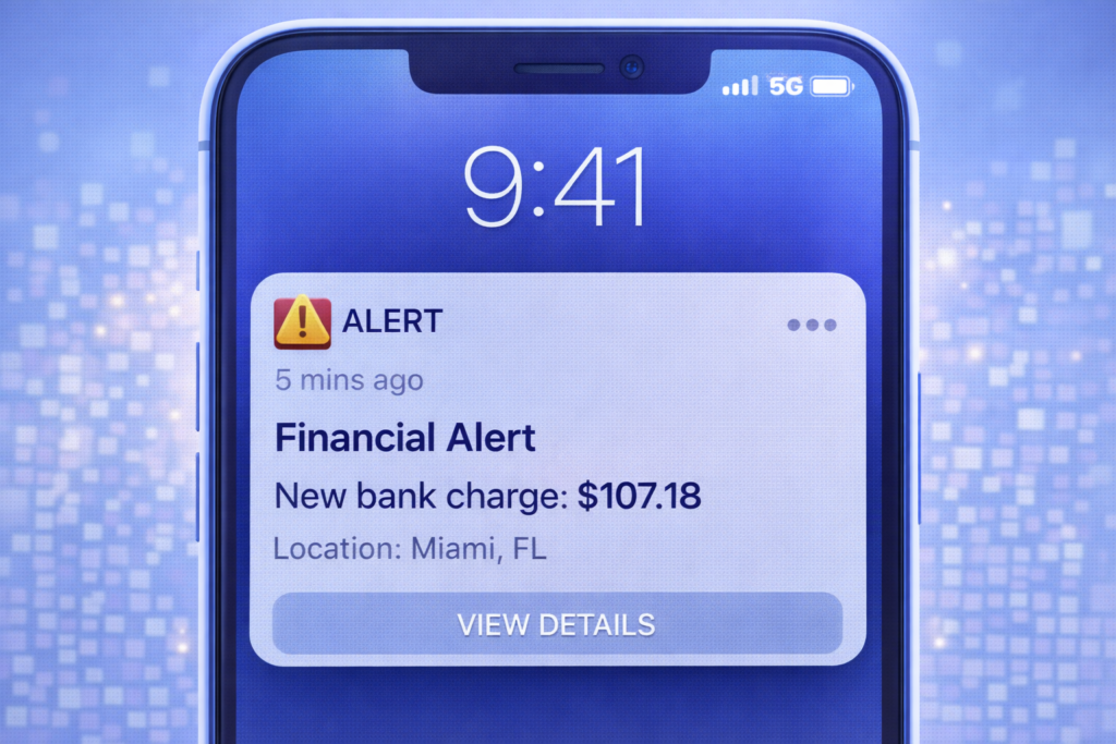 Best Identity Theft Protection Services for 2026: Financial alert on smartphone screen