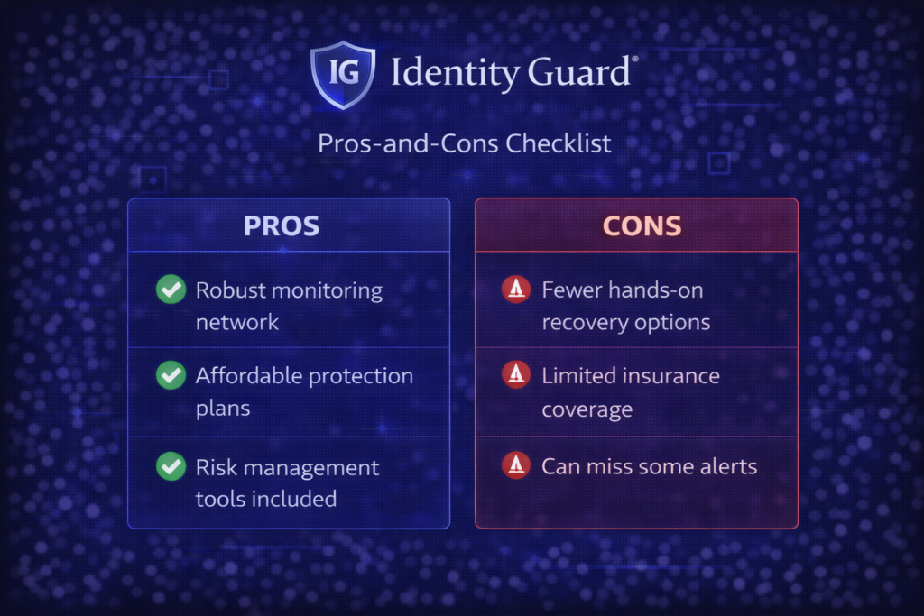 Aura vs Identity Guard: Identity Guard pros and cons checklist