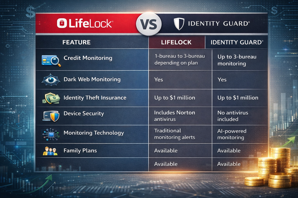 LifeLock vs Identity Guard: LifeLock vs Identity Guard comparison table