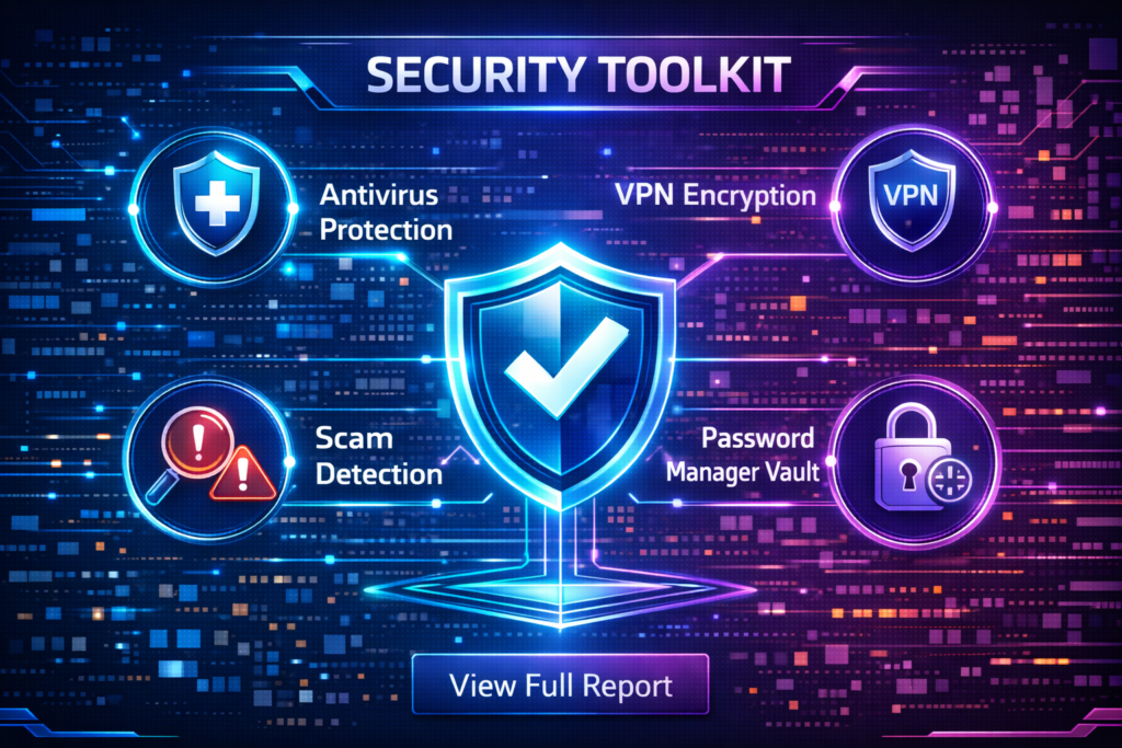 Aura vs Experian IdentityWorks: Futuristic security toolkit infographic