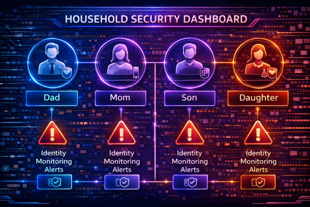 Aura vs Experian IdentityWorks,: Household security dashboard overview