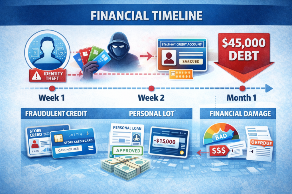 how identity theft happens: Financial impact of identity theft timeline