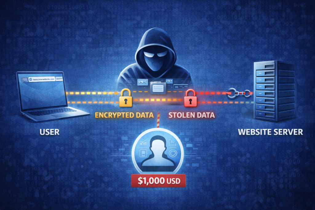 how identity theft happens: Cybersecurity breach illustration with hacker