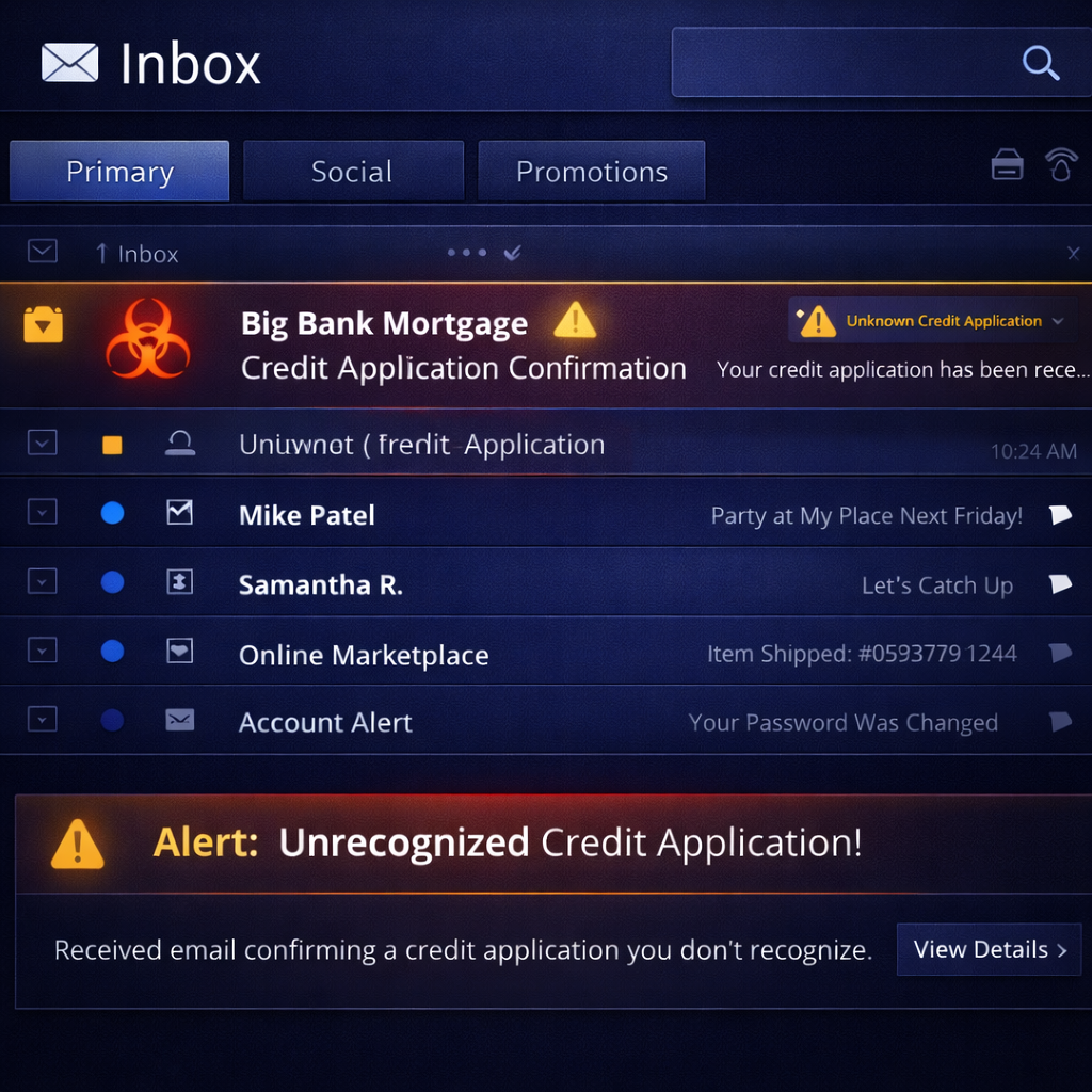 13 warning signs someone stole your identity: Unrecognized credit application in inbox