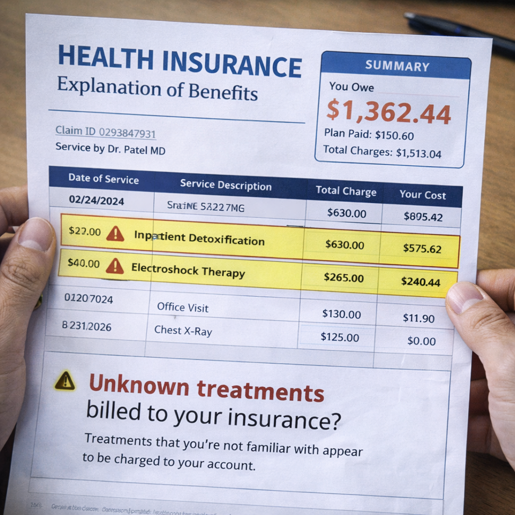 13 warning signs someone stole your identity: Health insurance EOB with charges detailed