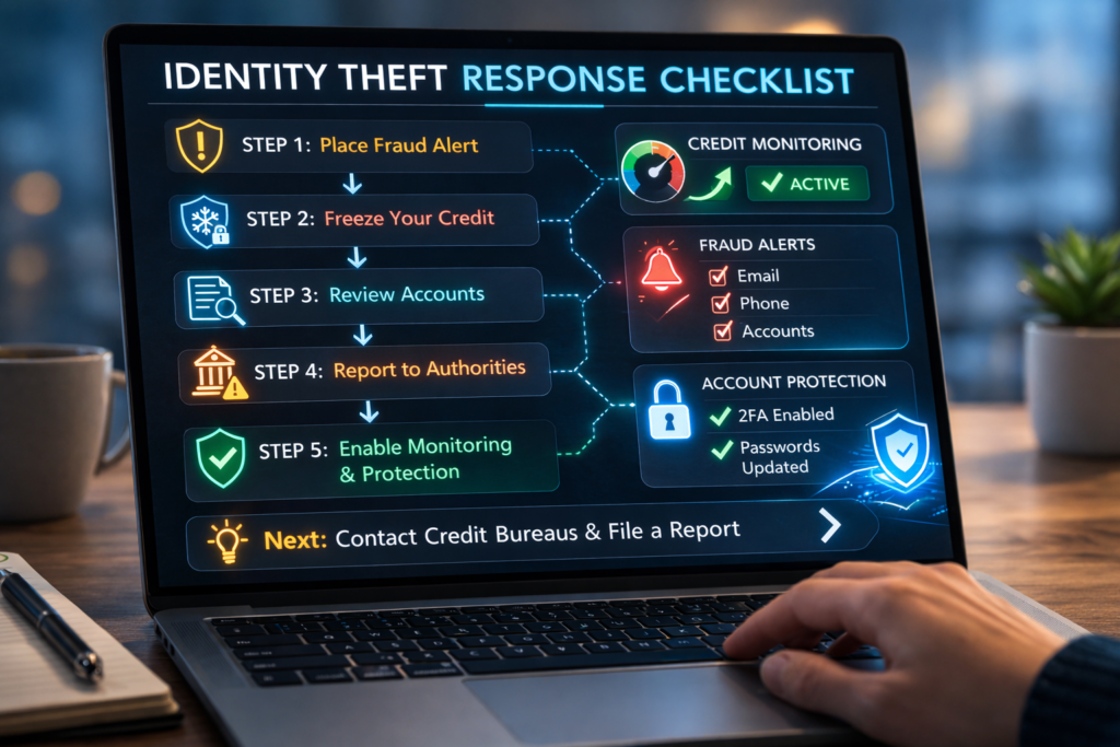 13 warning signs someone stole your identity: Identity theft response guide on screen