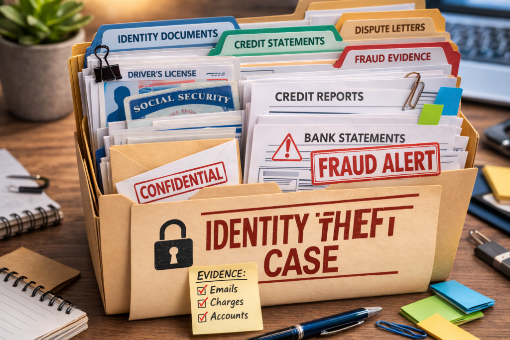 what to do immediately if your identity is stolen: Identity theft investigation workspace