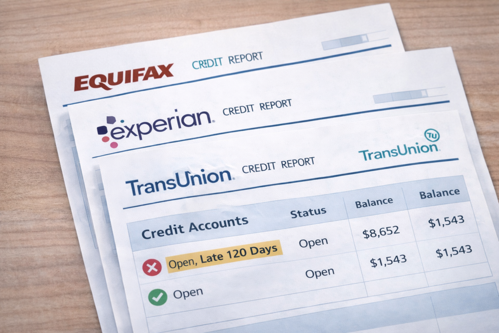 what to do immediately if your identity is stolen: Credit reports with account status markers