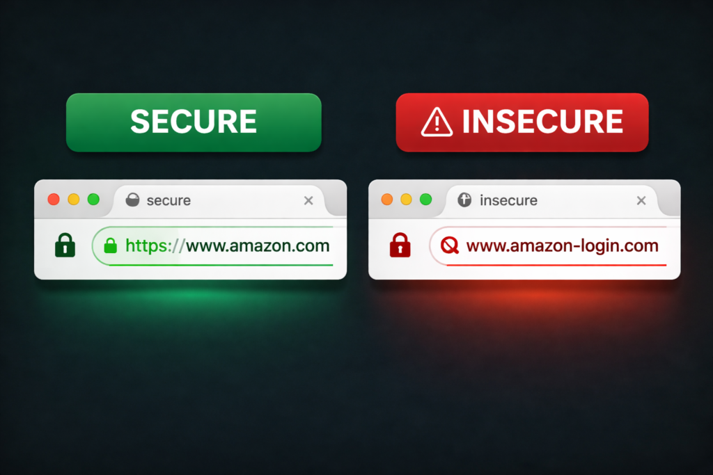 how hackers get your personal data: Secure vs insecure website comparison
