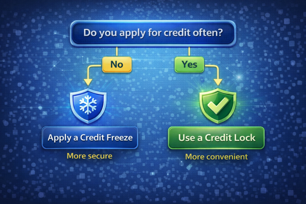 credit freeze vs credit lock: Credit freeze vs lock decision flowchart