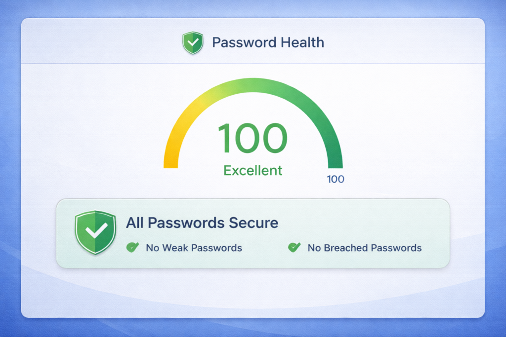 best password managers: Password health assessment screen
