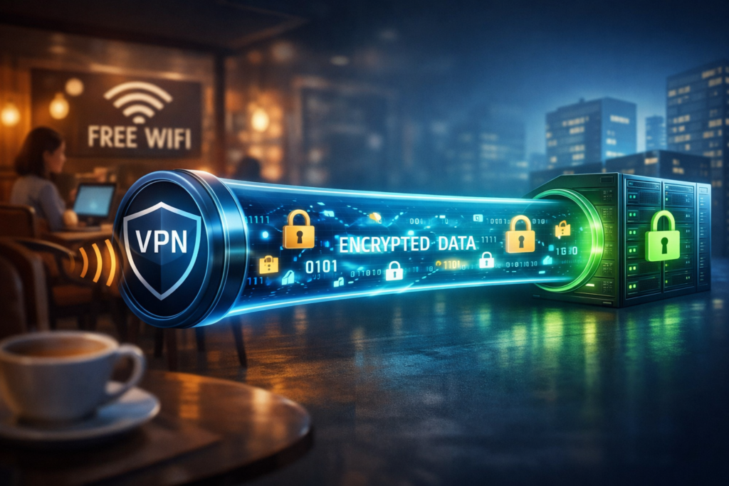 Best Antivirus for Families: Secure VPN connection in a café