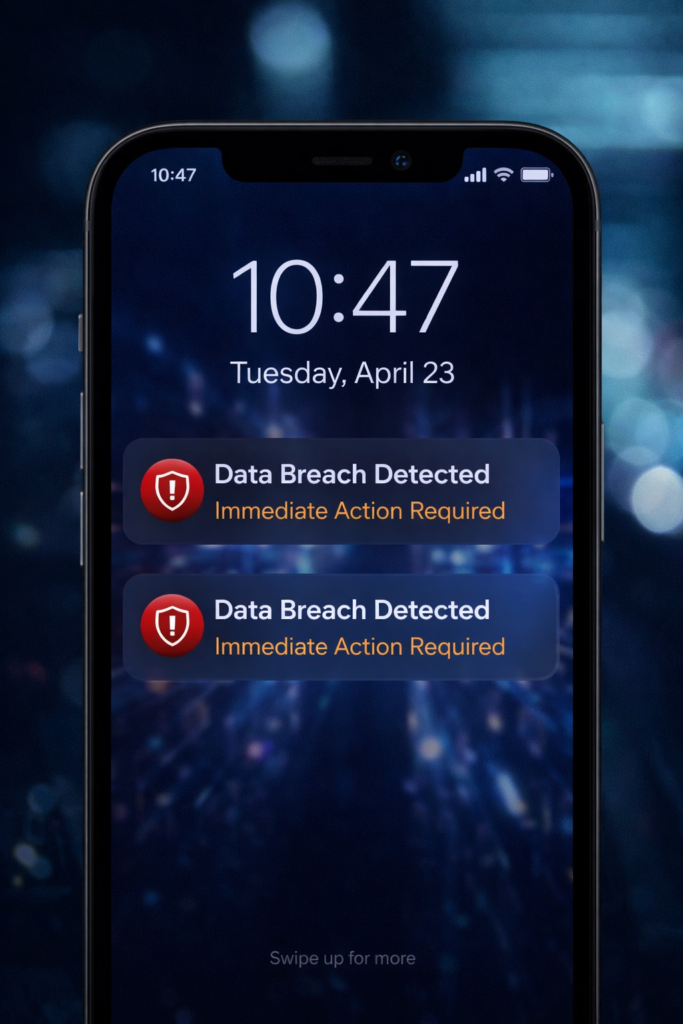 NordProtect Review: Urgent data breach notifications displayed