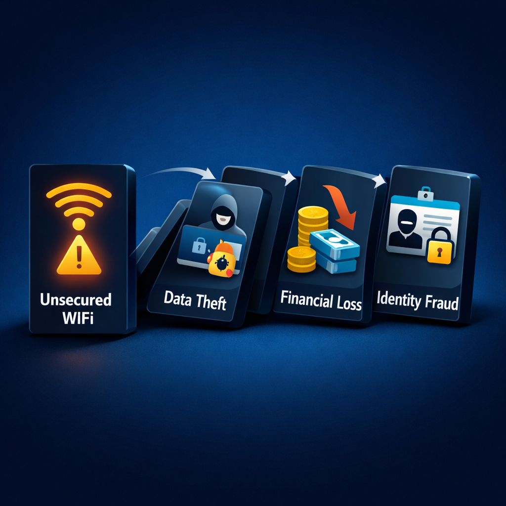 public WiFi dangers: Cybersecurity risks in a domino effect